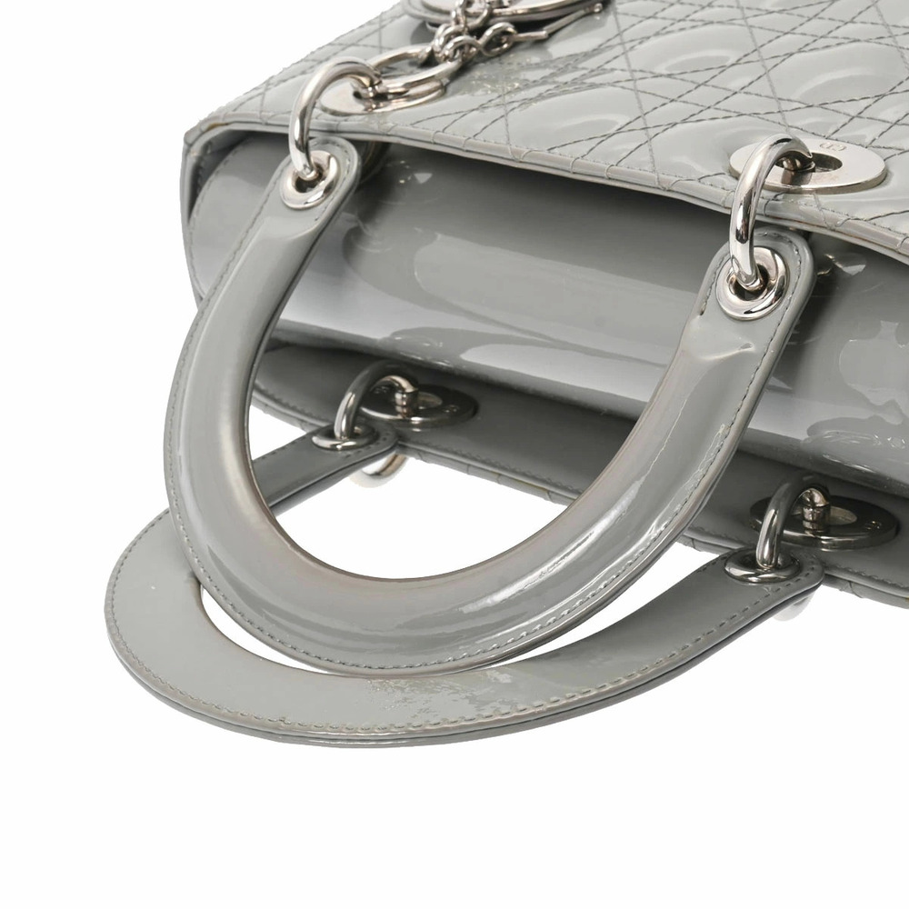 CHRISTIAN DIOR Lady Gray Enamel Handbag - Picture 3 of 9